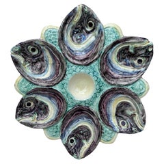 Majolica Palissy Fish Heads Oyster Plate Thomas Sergent, circa 1880