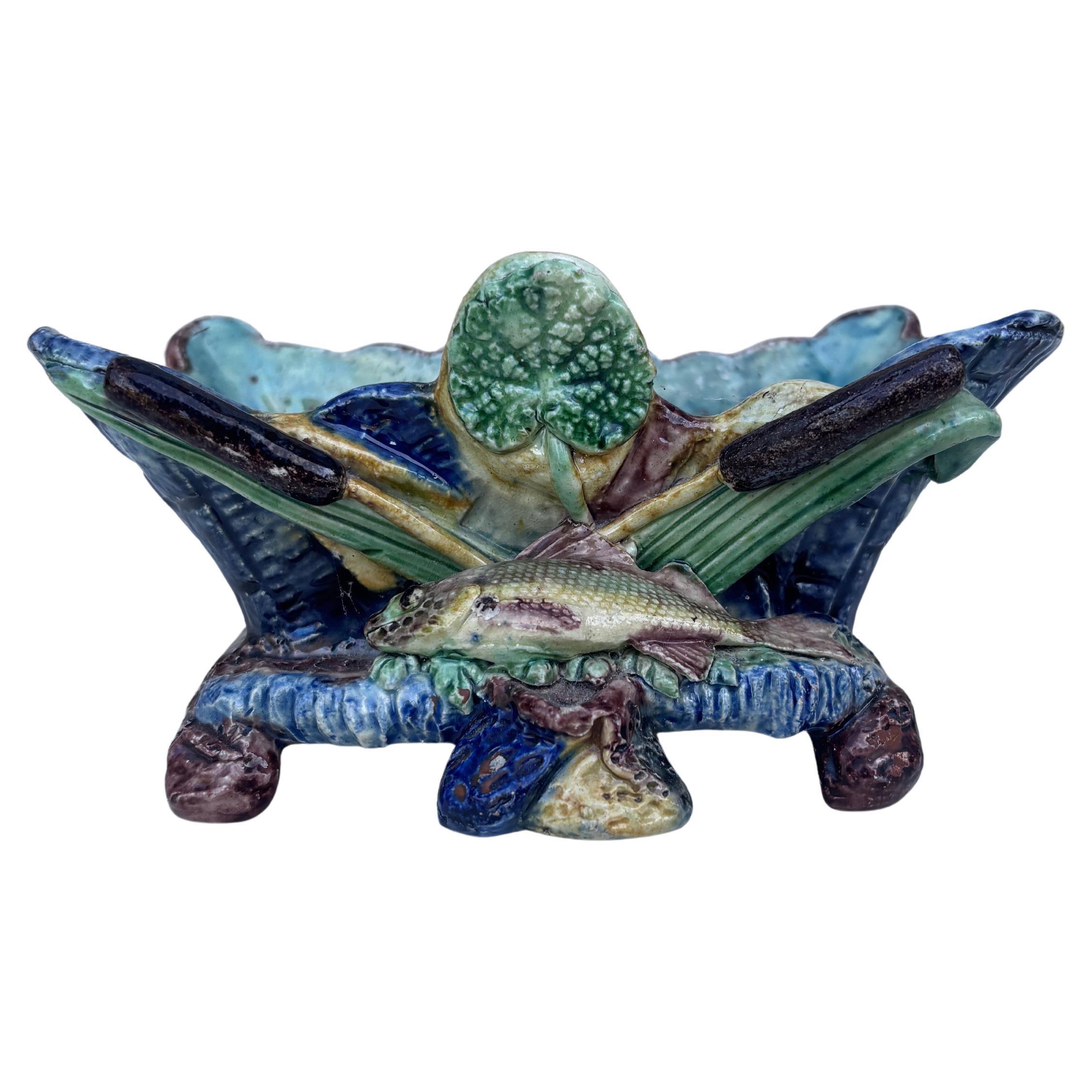 Majolica Palissy Fish Jardinière School of Paris, circa 1880