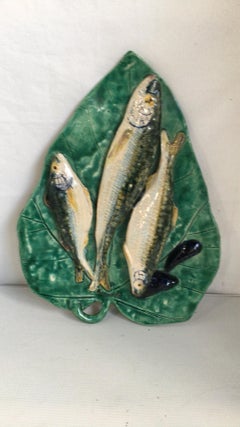 Majolica Palissy Fishs Wall Renoleau Platter, circa 1880