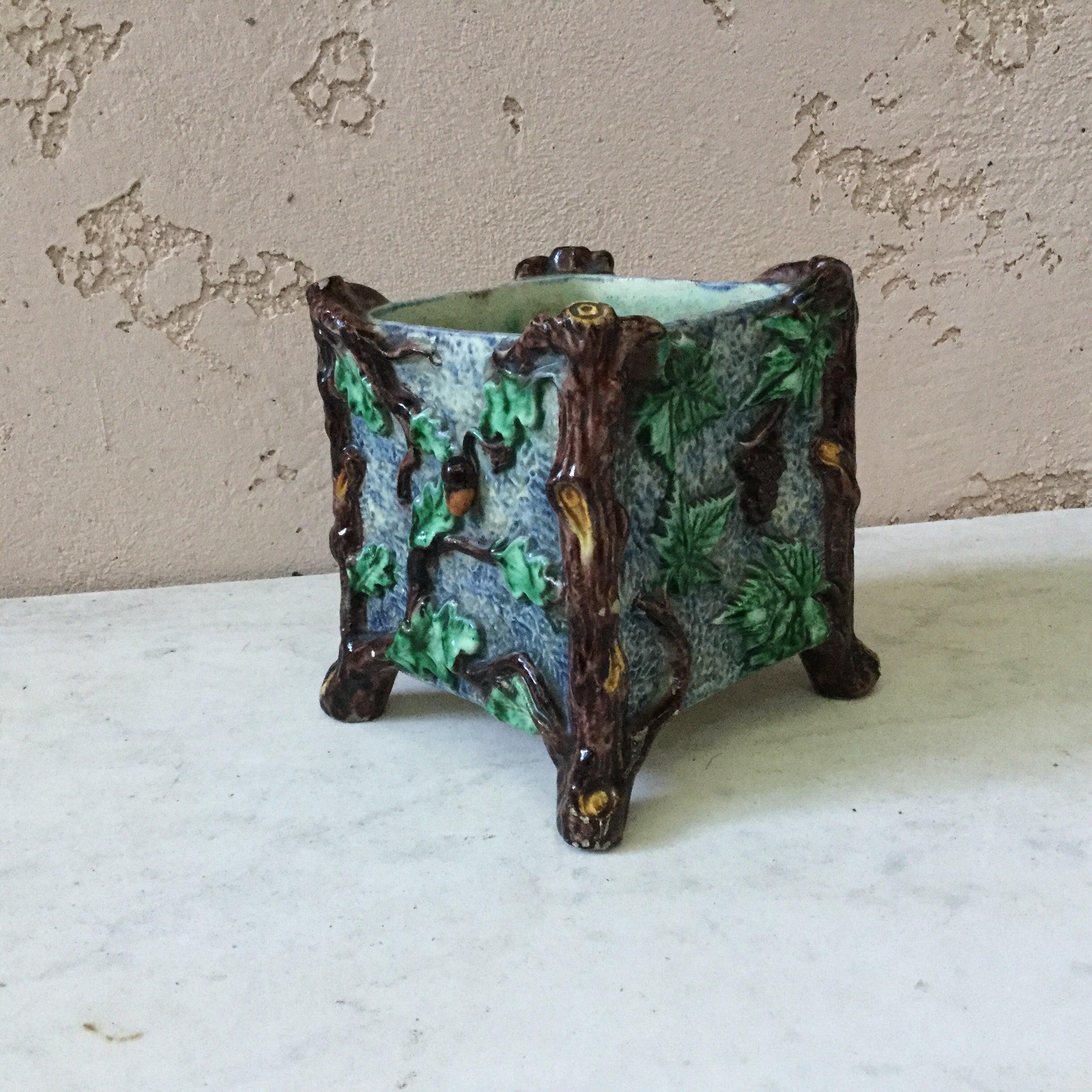 Majolica Palissy Jardinière Thomas Sergent, circa 1880 In Good Condition In Austin, TX