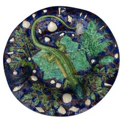 Majolica Palissy Lizard Footed Platter Pull, circa 1870
