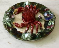 Majolica Palissy Portuguese Crab Wall Platter, circa 1940
