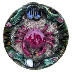 Majolica Palissy Portuguese Crab Wall Platter, circa 1940