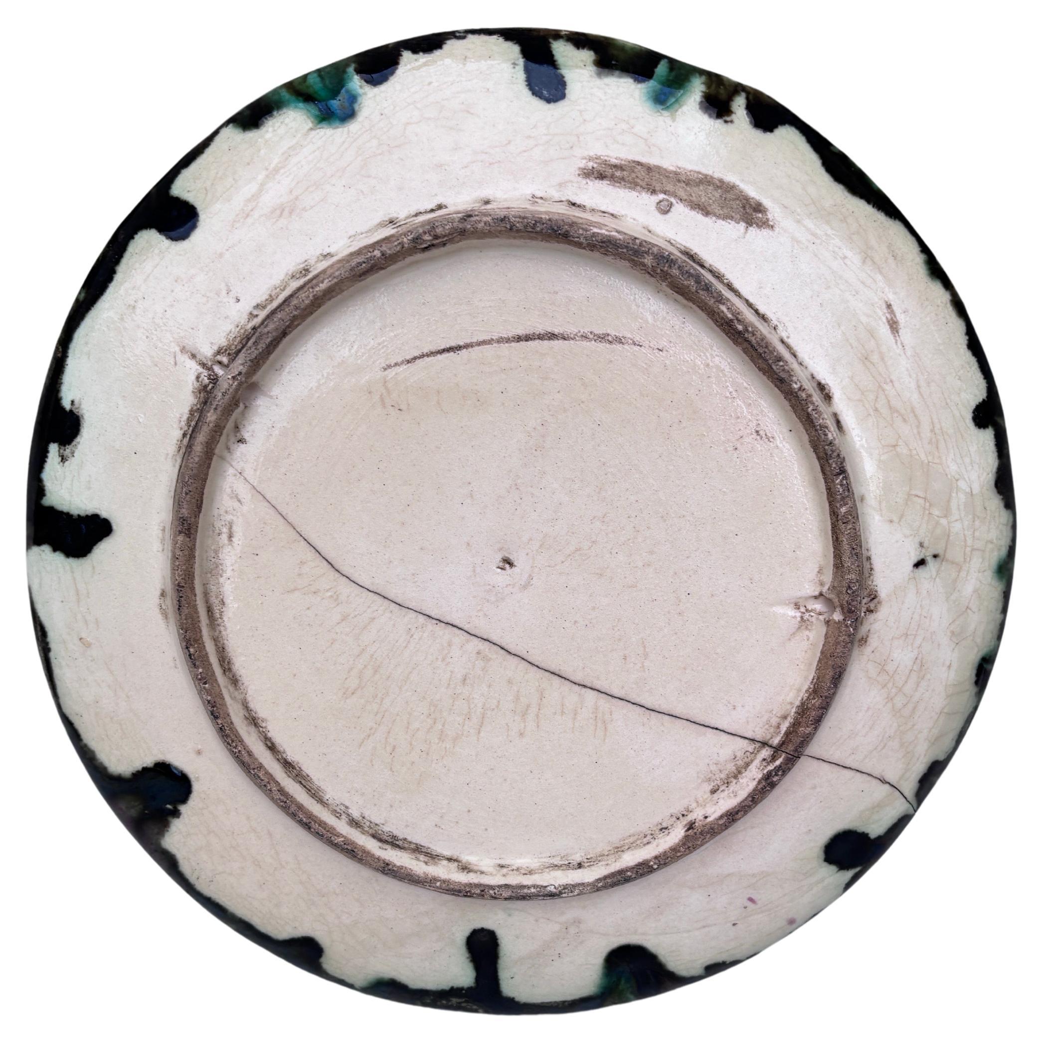 Ceramic Majolica Palissy Portuguese Crab Wall Platter, circa 1940 For Sale