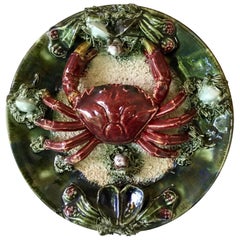 Majolica Palissy Portuguese Crab Wall Platter, circa 1940