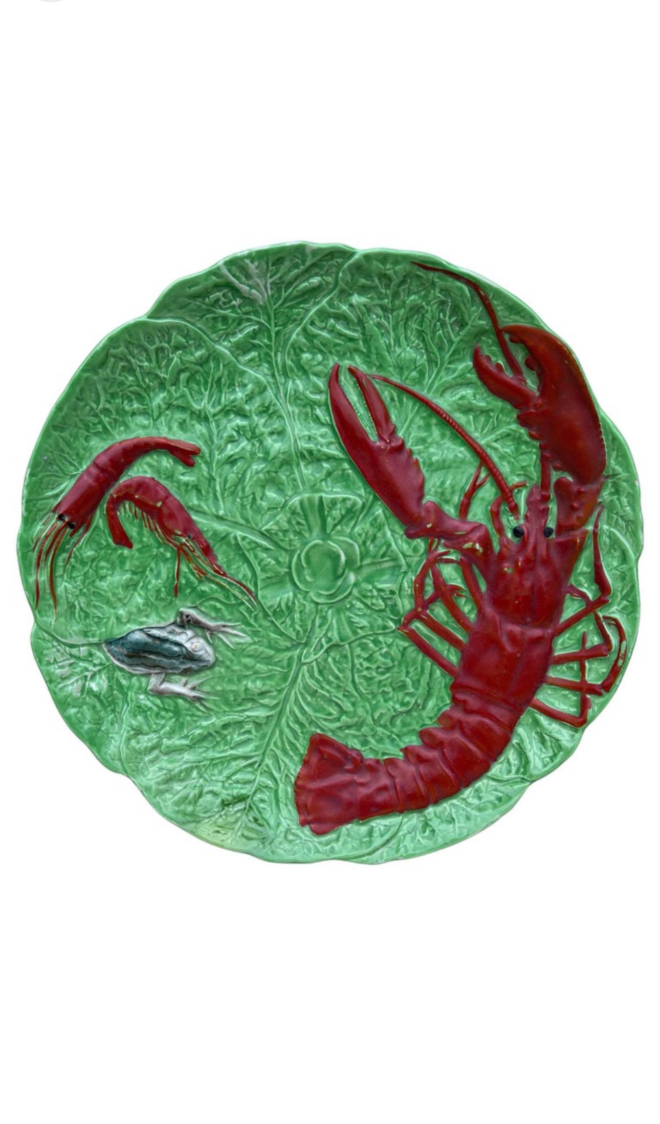 Majolika Palissy Portugiesischer Hummer Wandteller, um 1940 im Angebot 9
