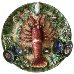 Majolica Palissy Portuguese Lobster Wall Platter, circa 1940