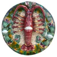 Antique Portuguese Pottery Palissy Style Majolica Lobster Wall Dish ...