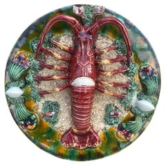 Majolica Palissy Portuguese Lobster Wall Platter, circa 1940