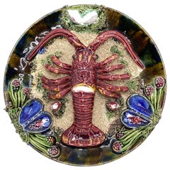 Majolica Palissy Portuguese Lobster Wall Platter, circa 1950s