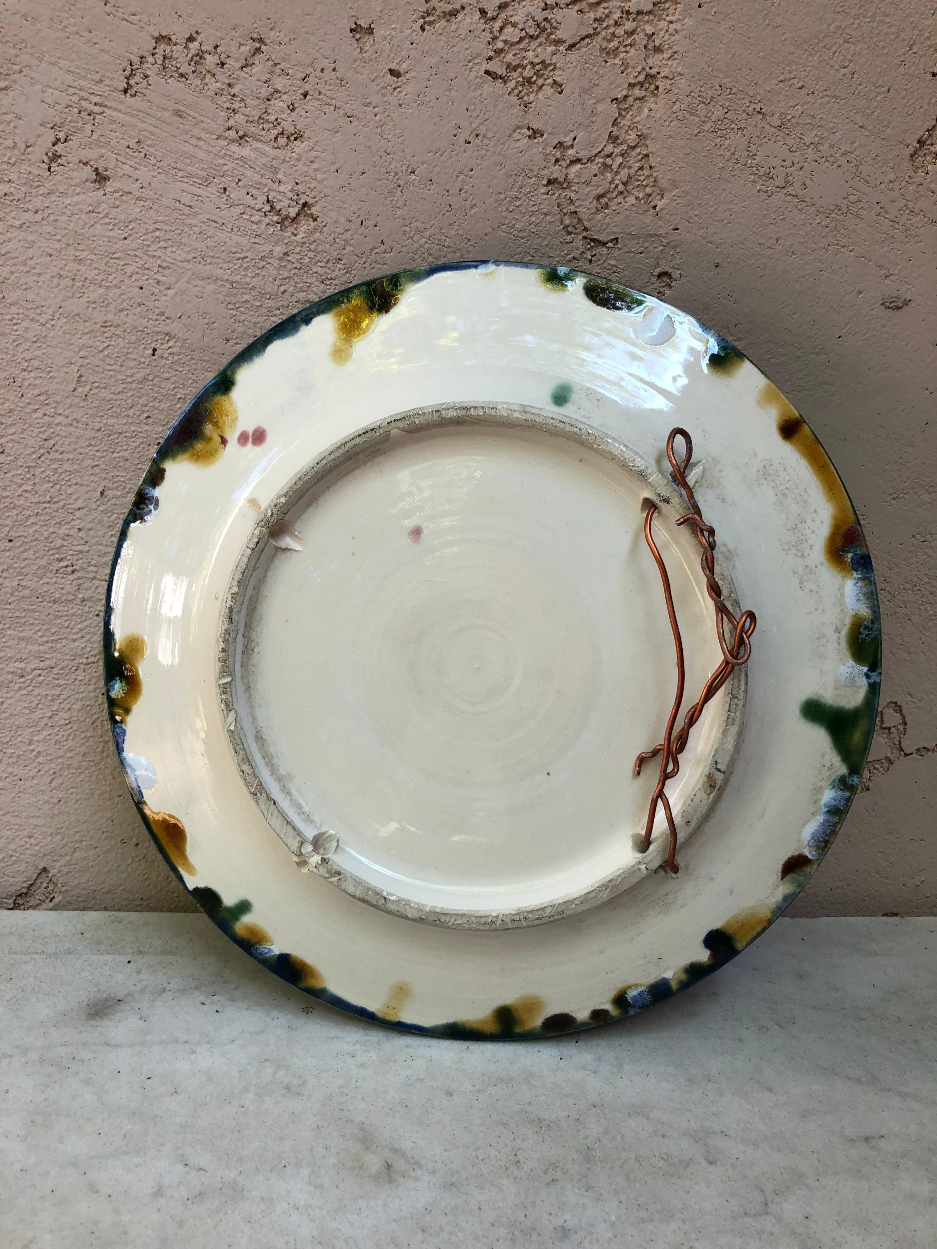 Ceramic Majolica Palissy Portuguese Spider Crab Wall Platter, circa 1940