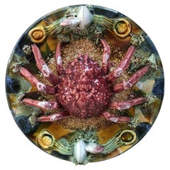Majolica Palissy Portuguese Spider Crab Wall Platter, circa 1940