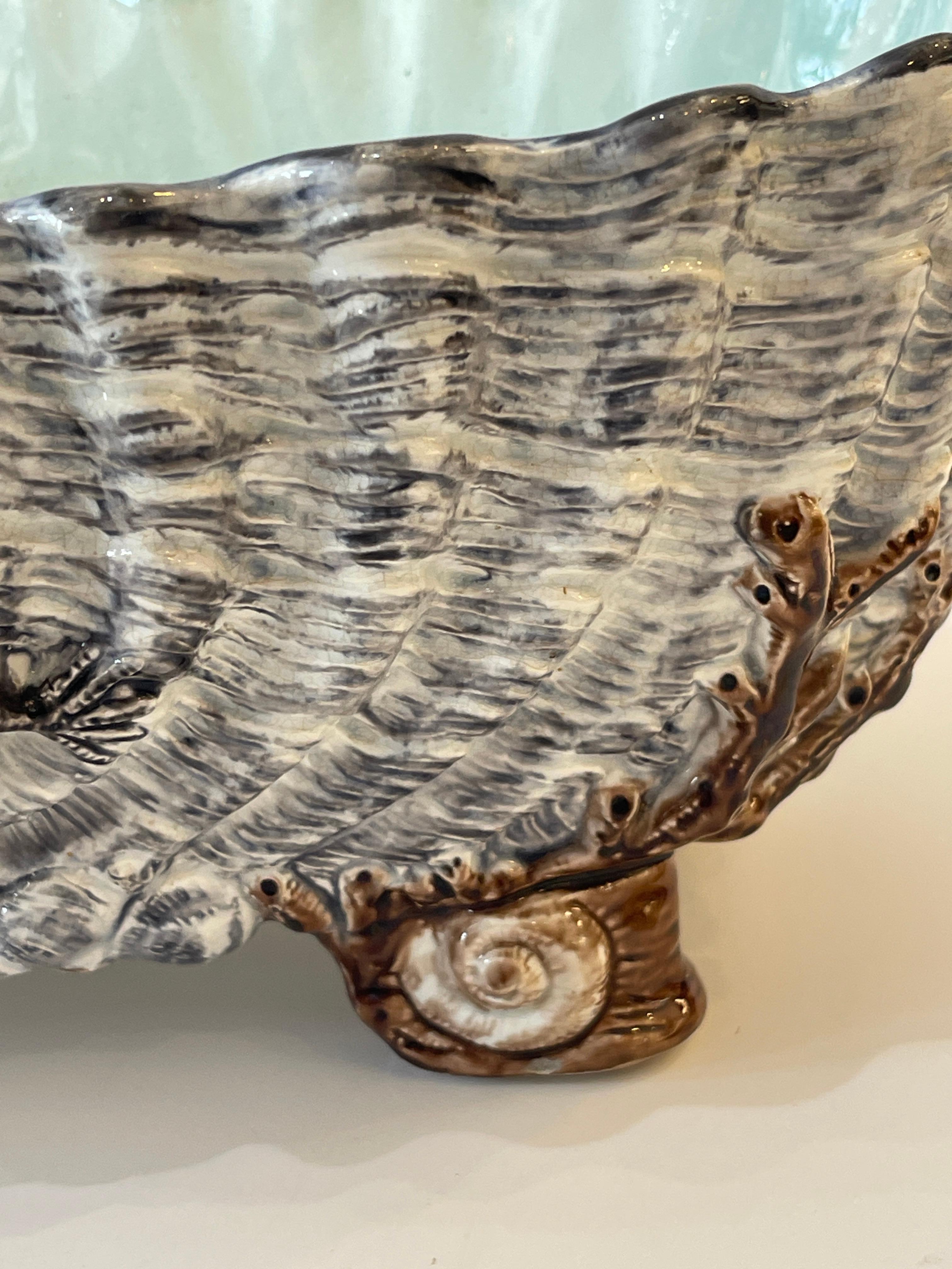 Maiolica  Jardiniere a forma di conchiglia Palissy, pezzo centrale 5
