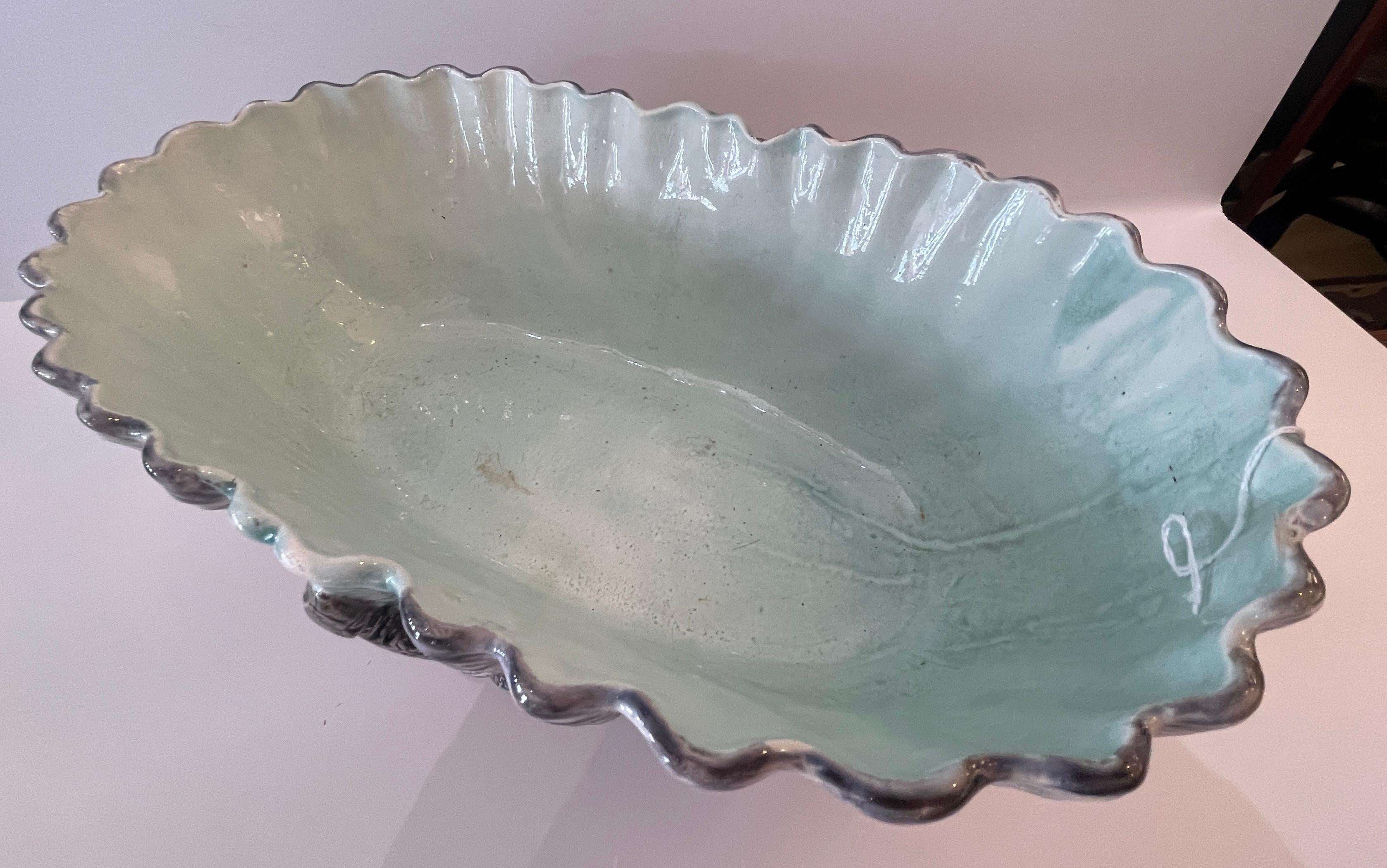 Maiolica  Jardiniere a forma di conchiglia Palissy, pezzo centrale 6