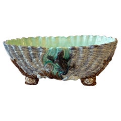 Maiolica  Jardiniere a forma di conchiglia Palissy, pezzo centrale