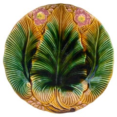 Antique Majolica Palm Leaf Plate Villeroy & Boch, circa 1890