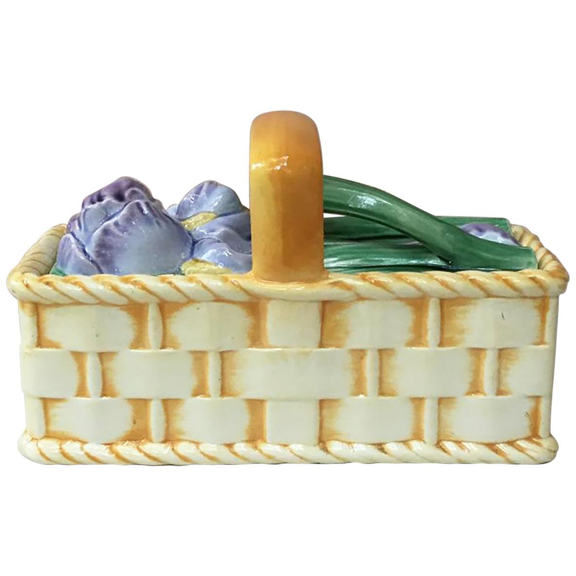 Majolica Pansies Basket Sarreguemines, circa 1920 3
