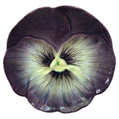 Majolica Pansy Plate Jerome Massier Circa 1900