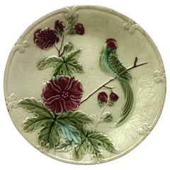 Antique Majolica Paradise Bird and Flowers Salins, circa 1890