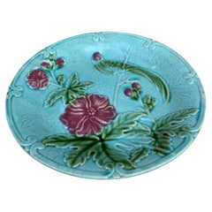Assiette Salins en majolique Paradise avec oiseaux et fleurs, vers 1890