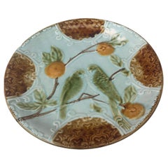 Majolica Parakeets Plate Salins, circa 1890