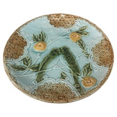 Majolica Parakeets Plate Salins, circa 1890