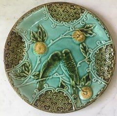 Majolica Parakeets Plate Salins, circa 1890