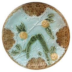 Majolica Parakeets Plate Salins, circa 1890