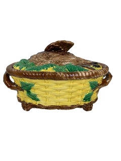 Majolica Partridge Game Pie Dish