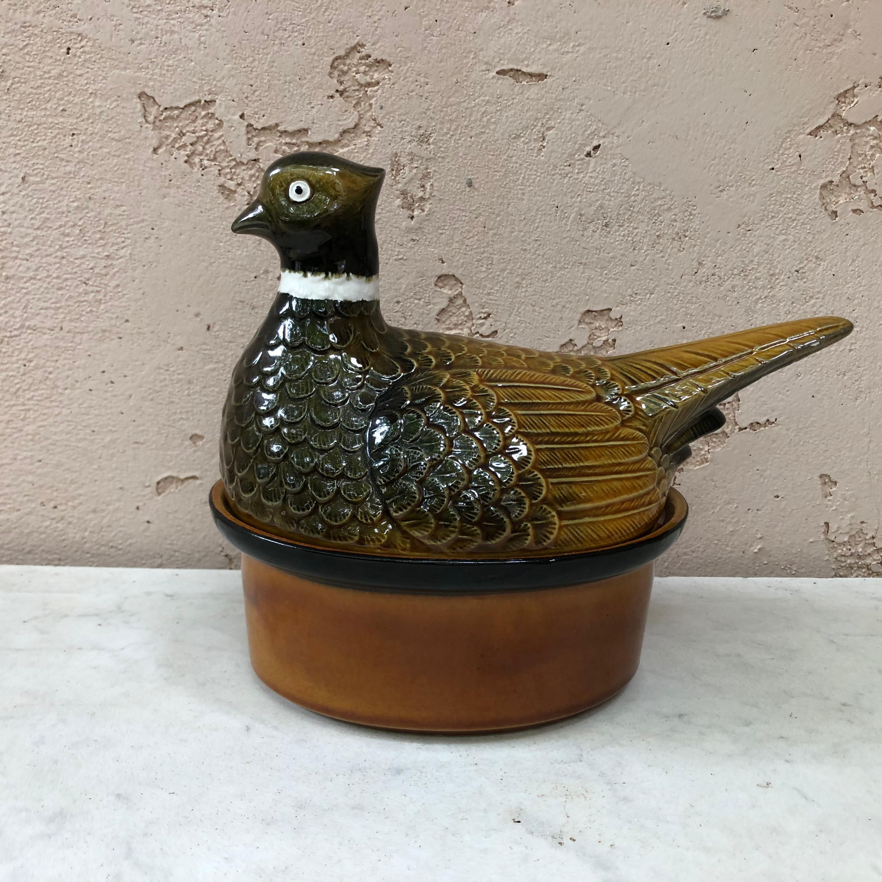 Ceramic Majolica Partridge Tureen, circa 1950