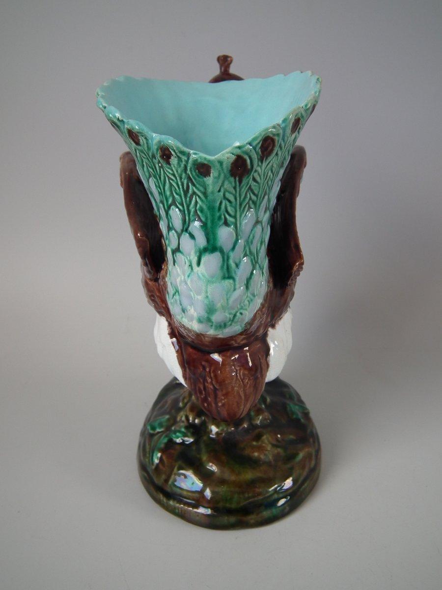 English Majolica Peacock Vase