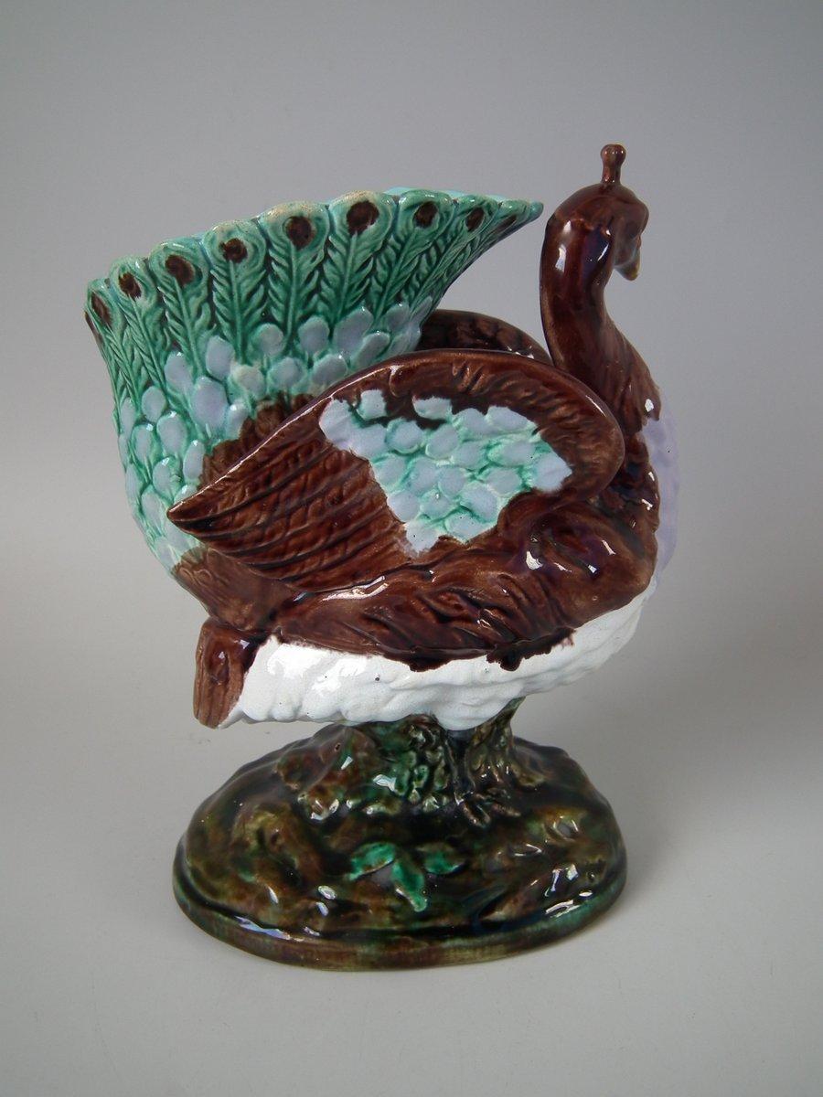 Glazed Majolica Peacock Vase