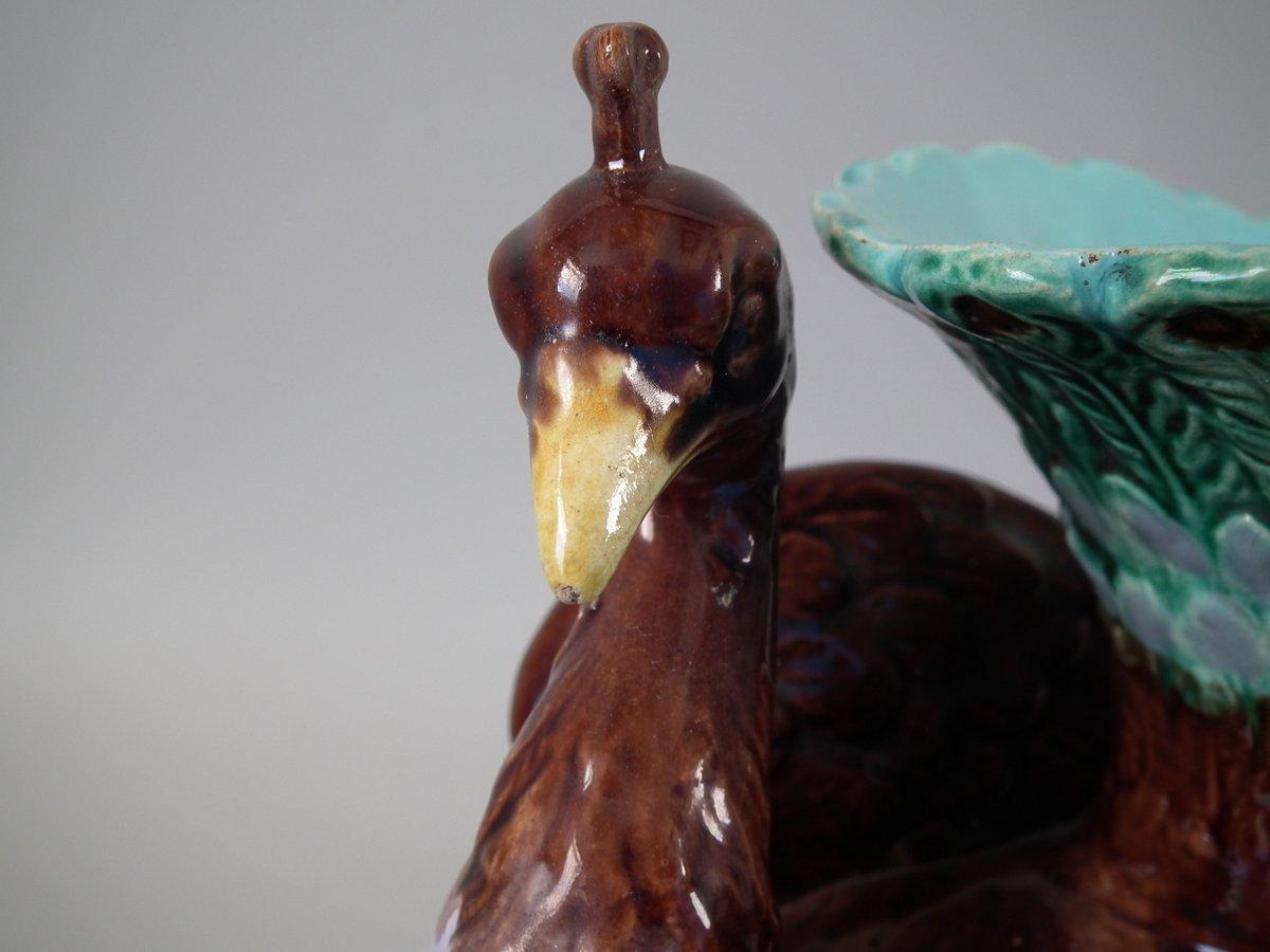 Late 19th Century Majolica Peacock Vase