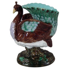 Majolica Peacock Vase