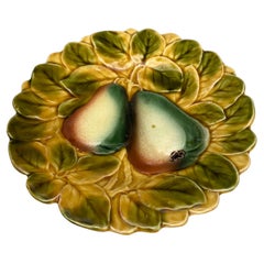 Majolica Pear Plate Sarreguemines, Circa 1920