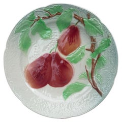 Majolica Pears Plate Keller & Guerin Saint Clement
