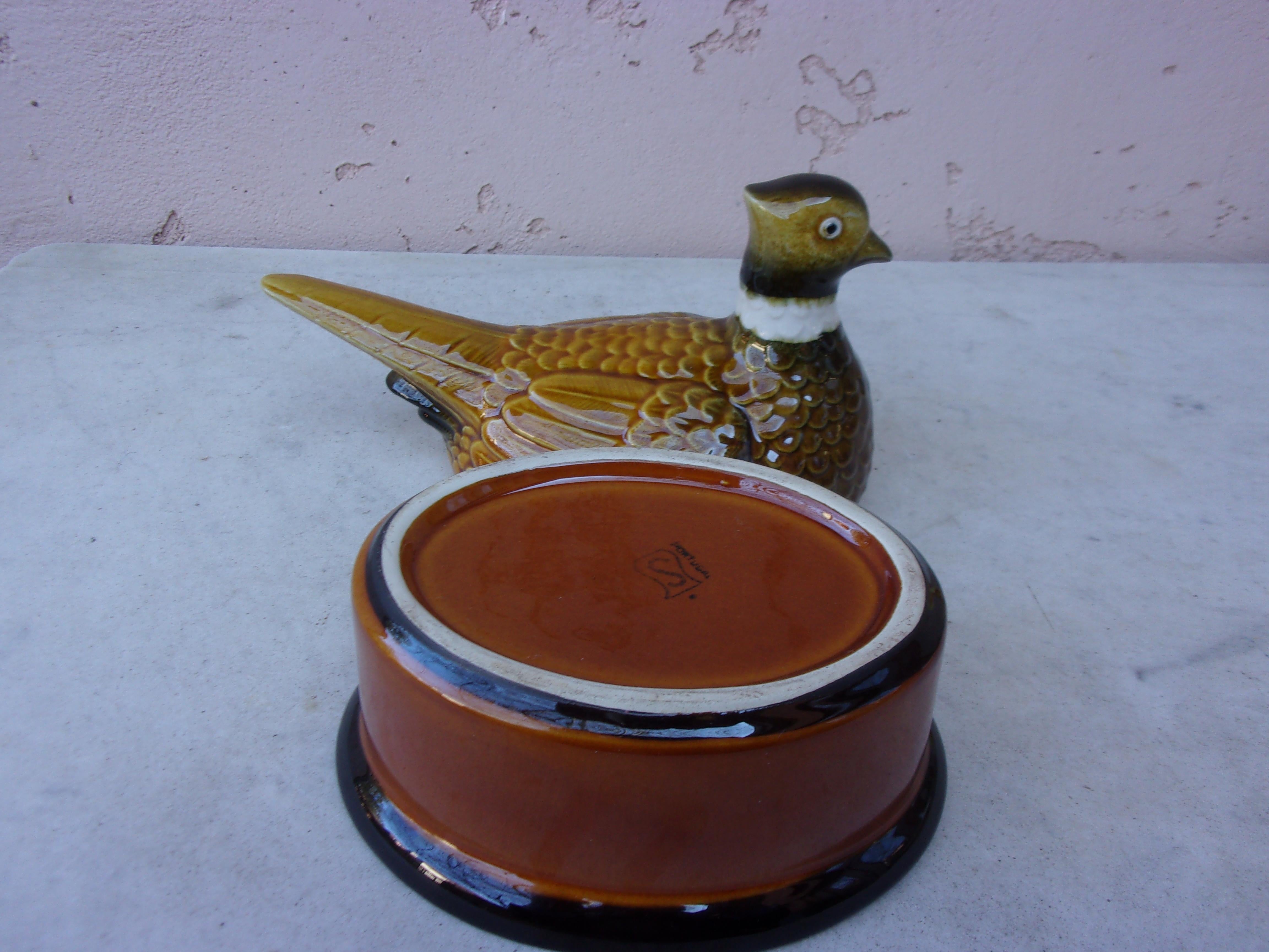 Sopera de faisán de mayólica, hacia 1950 en Bueno estado para la venta en Austin, TX