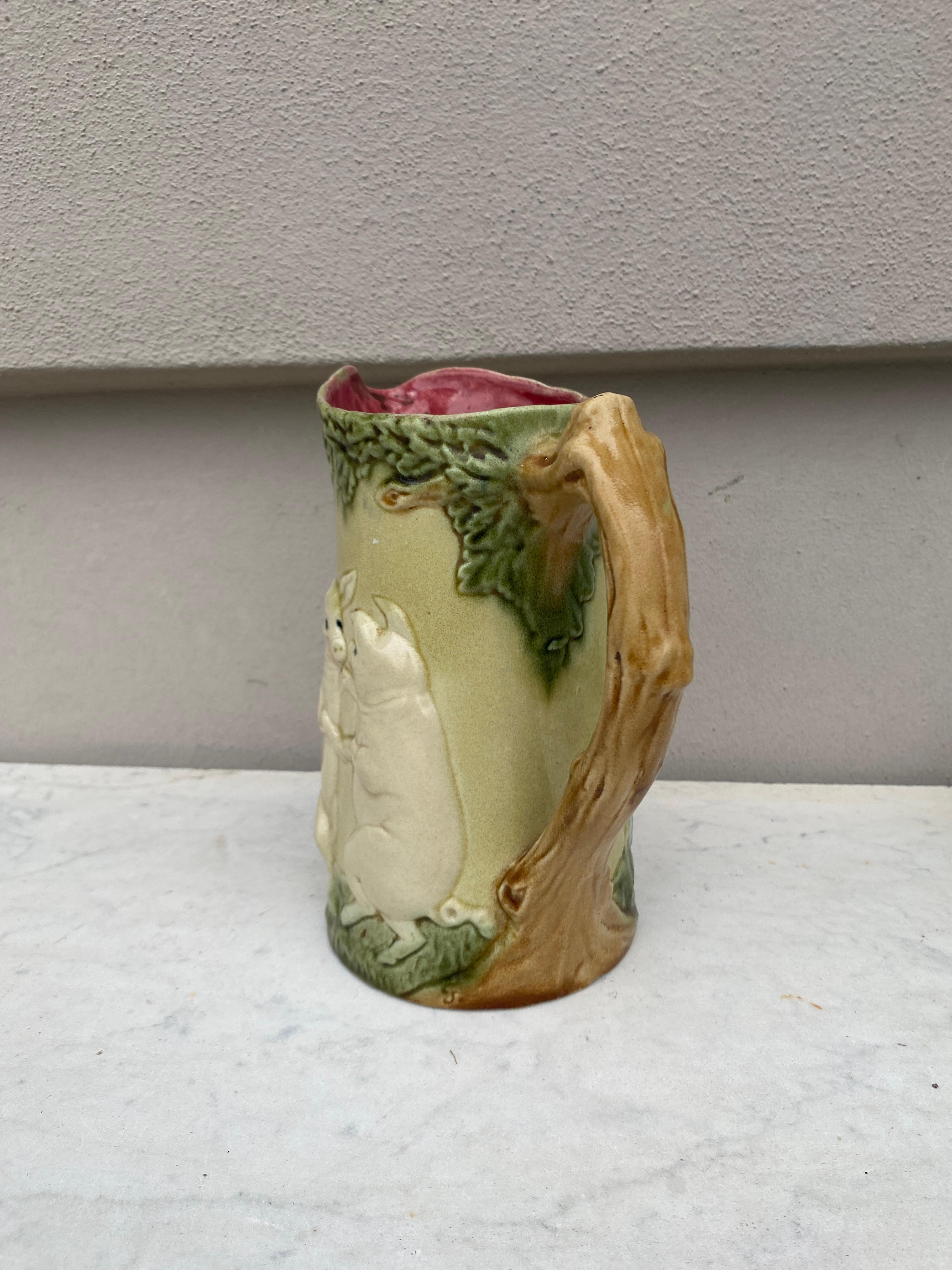 French Majolica Pig Pitcher Orchies, circa 1900 For Sale