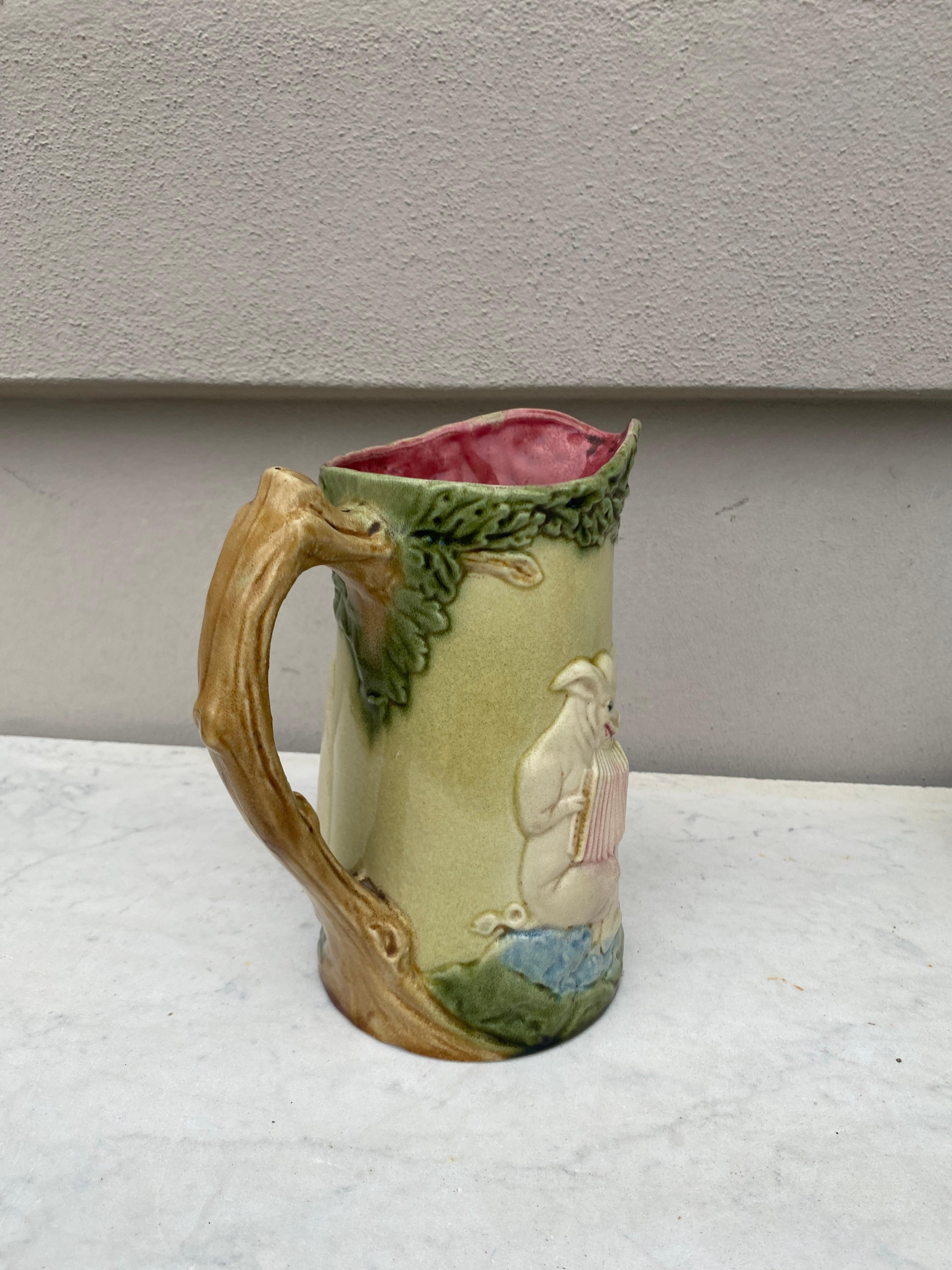 Early 20th Century Majolica Pig Pitcher Orchies, circa 1900 For Sale