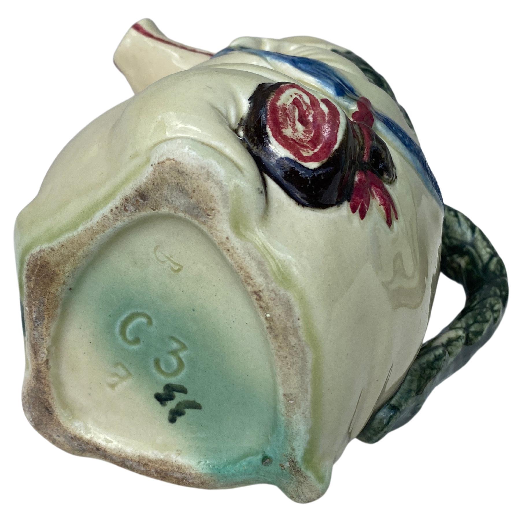 Early 20th Century Majolica Pig Pitcher Orchies, circa 1900 For Sale