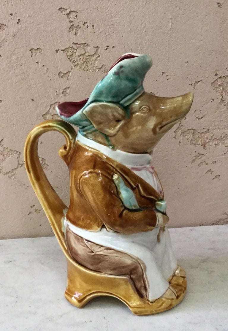 Majolica Pig Waiter Pitcher Onnaing, circa 1900 at 1stDibs