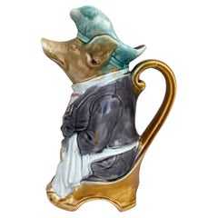 Majolica Pig Waiter Pitcher Onnaing, circa 1900