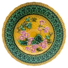 Majolica Pink Flowers Villeroy & Boch Plate , circa 1900