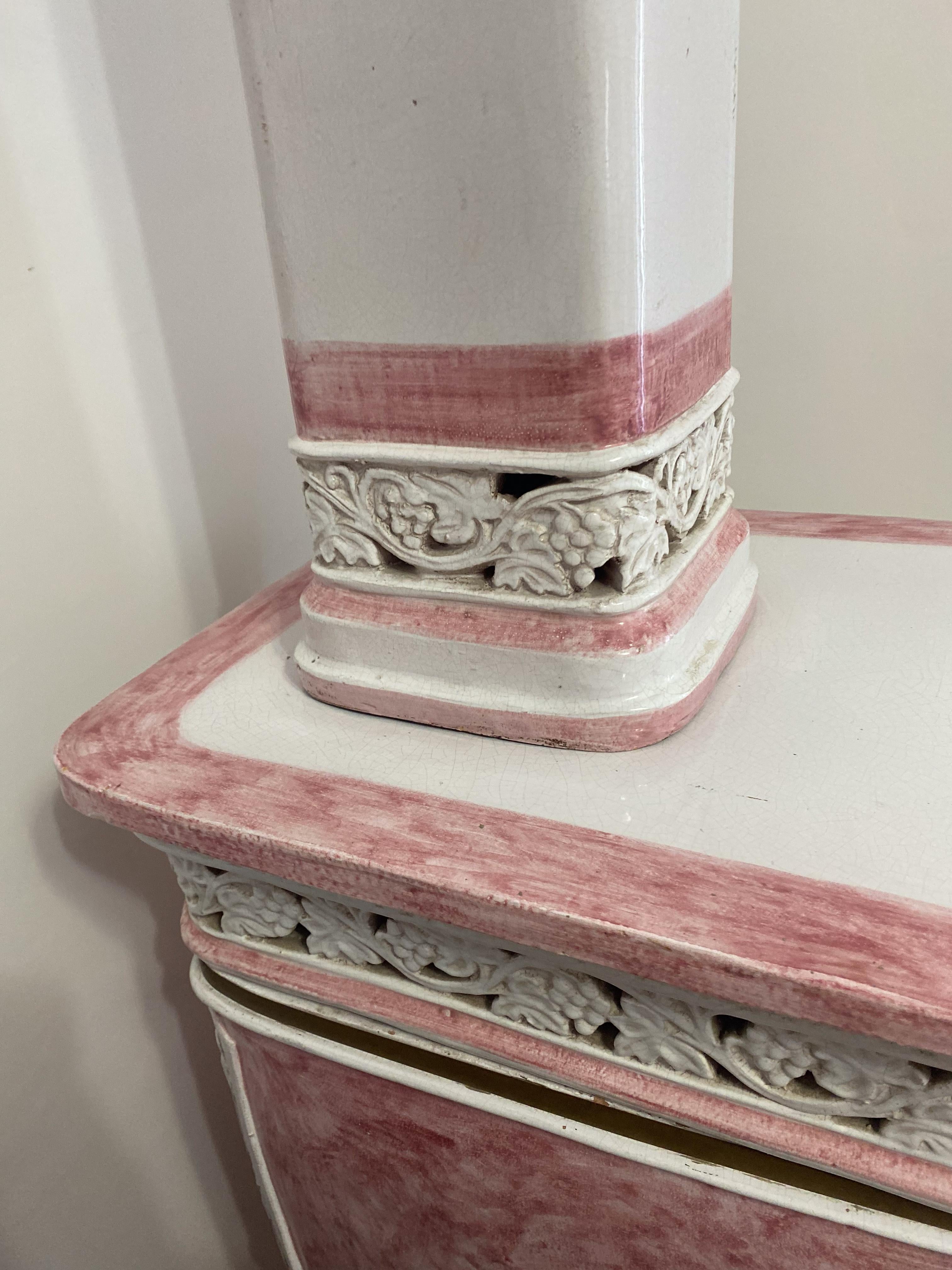 Majolica Pink Stove from Florence For Sale 3