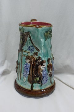 Majolica Pitcher by Mouzin, Lecat of Mons, Belgium