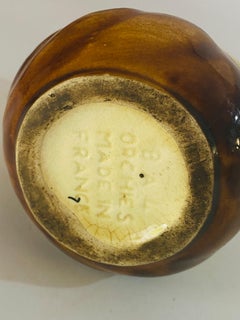 Majolica Pitcher George Jones circa 1900, Brown Yellow and Green Colors France