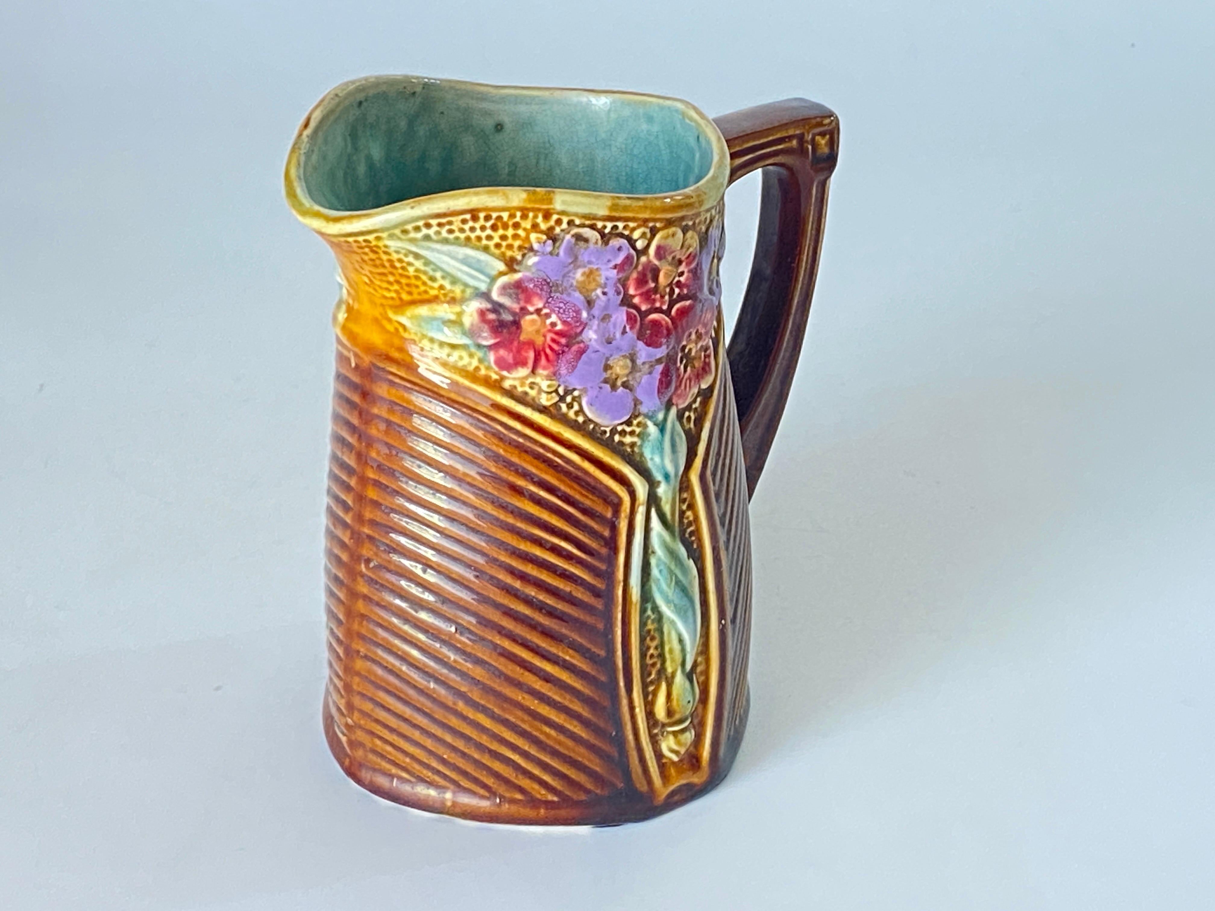 Early 20th Century Majolica Pitcher George Jones circa 1900, France For Sale
