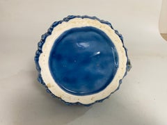 Majolica Pitcher or Jug circa 1900 Blue and White Color France