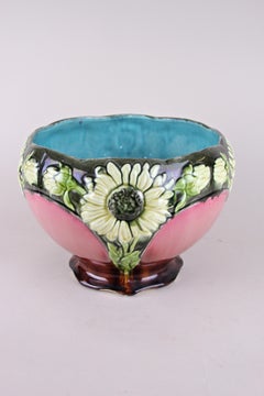 Majolica Planter/ Cachepot Art Nouveau by Orchies, France, circa 1910