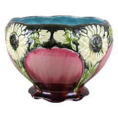 Majolica Planter/ Cachepot Art Nouveau by Orchies, France, circa 1910